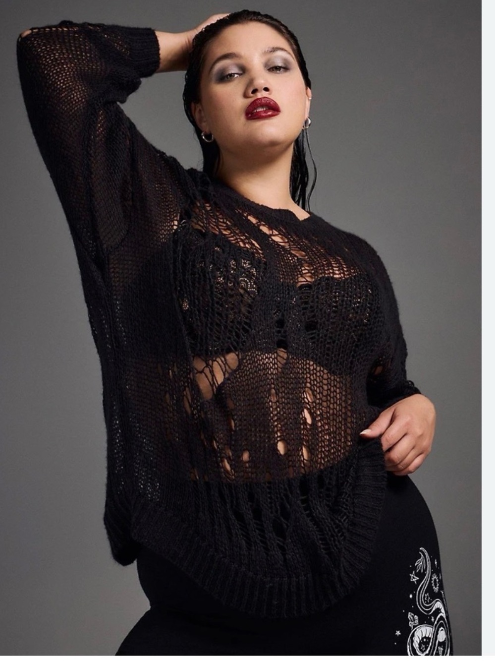 Torrid Nightfall Black Distressed Sweater